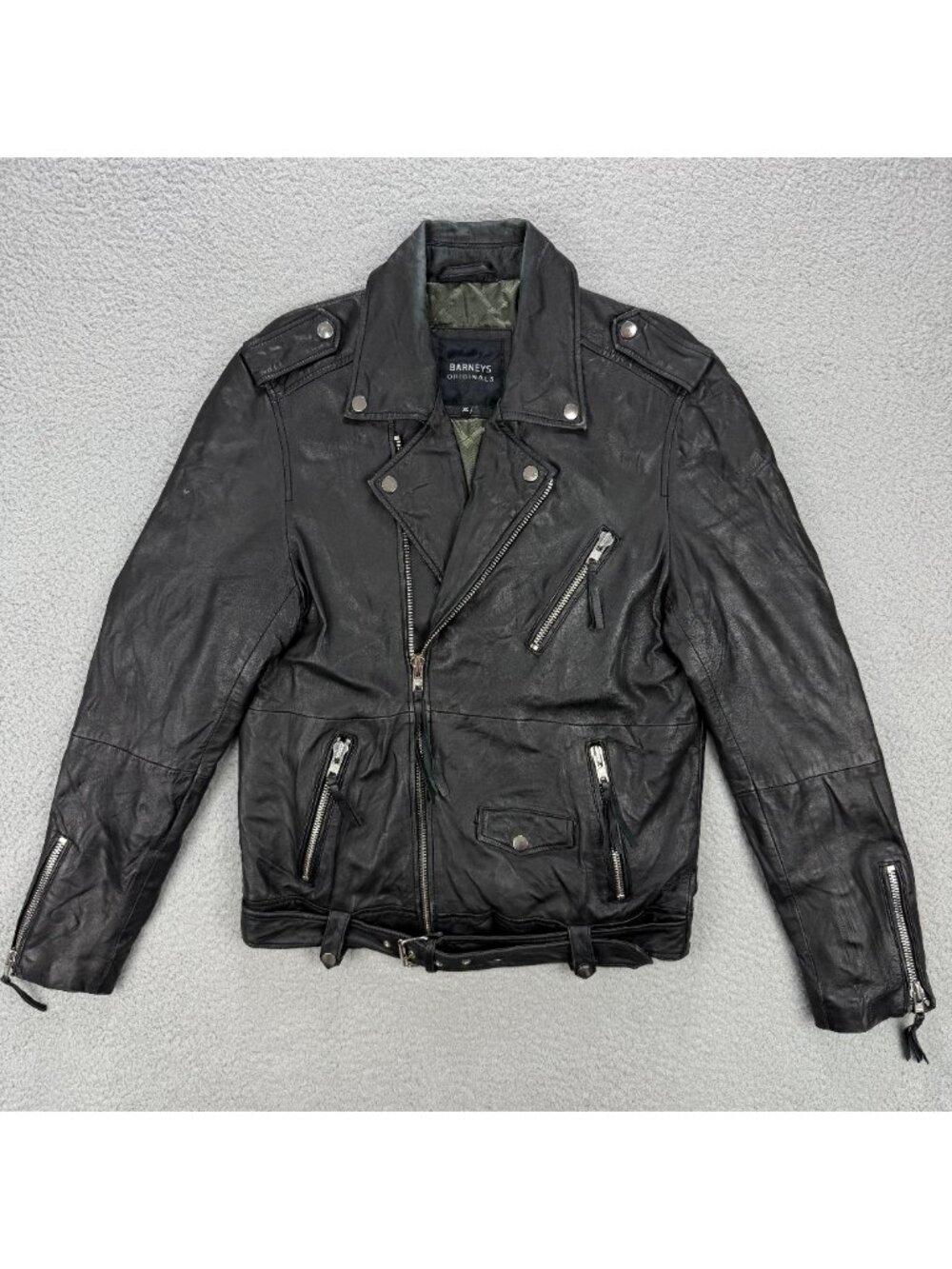 Barneys Originals Jacket Womens Extra Large Black Leather Biker Motorcycle Moto